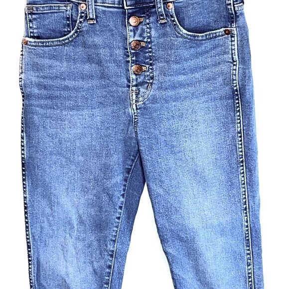 Madewell 10” High Rise Skinny Button Front Jeans Raw hem Womens Sz 26 - Picture 4 of 11